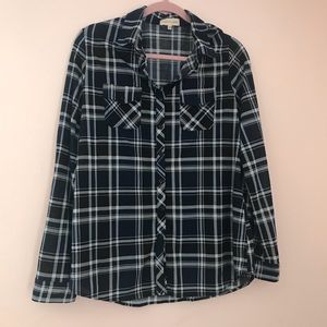 Urban Girl Navy Blue Button Down Flannel Shirt
